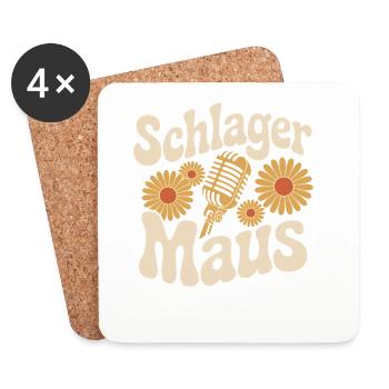 Schlager Maus Party Crew JGA Frauen Schlagermaus - Untersetzer (4er-Set) - Weiß - Vorne