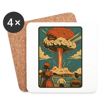 Retro atom explosion mushroom cloud - Coasters (set of 4) - white - Front