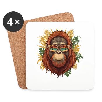 Orang-Utan Sonnenbrille Tropenblick - Untersetzer (4er-Set) - Weiß - Vorne