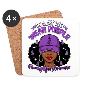 Im Mai tragen wir den Purple Fibromyalgie Awareness Month - Untersetzer (4er-Set) - Weiß - Vorne