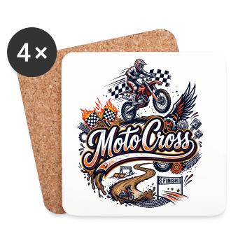 Motocross biker motorcycle cross trial enduro freestyle - Coasters (set of 4) - white - Front