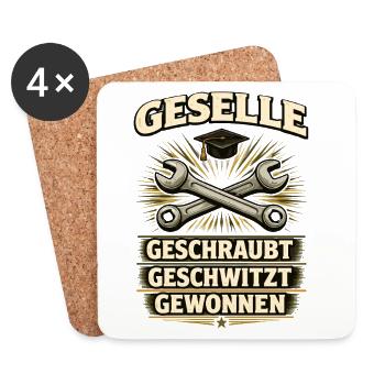 Geselle Gesellenprüfung bestanden Ausbildung - Untersetzer (4er-Set) - Weiß - Vorne