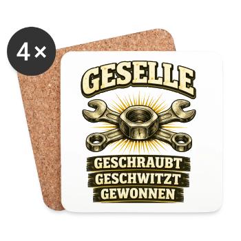 Geselle Gesellenprüfung bestanden Ausbildung - Untersetzer (4er-Set) - Weiß - Vorne
