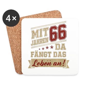 mit 66 Jahren da fängt das Leben an - Untersetzer (4er-Set) - Weiß - Vorne