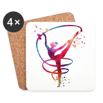 Gymnastin Mit Band Rhythmische Sportgymnastik - Untersetzer (4er-Set) - Weiß - Vorne