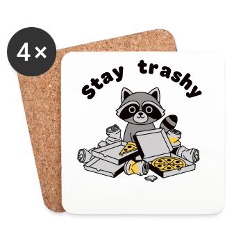 Bleib Trashy Waschbär Pizza Trash Panda - Untersetzer (4er-Set) - Weiß - Vorne