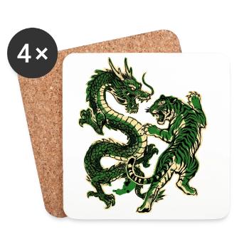Chinese Dragon Tiger - Coasters (set of 4) - white - Front