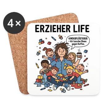 Kaffeechaos mit Kindern - Untersetzer (4er-Set) - Weiß - Vorne