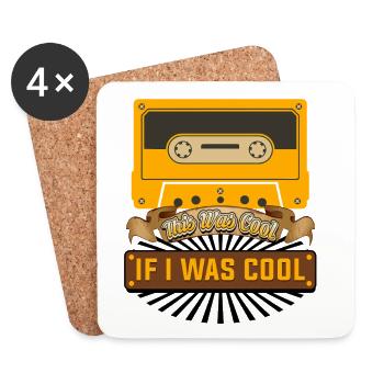 Humour rétro sur cassette graphique If I Was Cool - Dessous de verre (lot de 4) - blanc - Devant