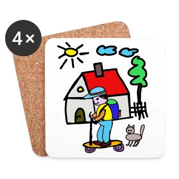 Tiny House Adventure Skateboard - Coasters (set of 4) - white - Front