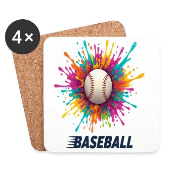 Lebhafter Baseball-Splash-Burst - Untersetzer (4er-Set) - Weiß - Vorne