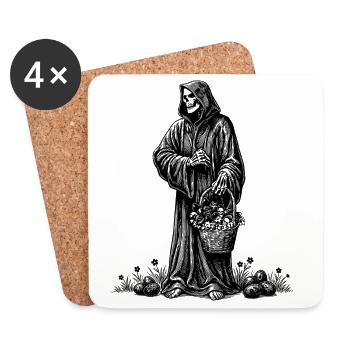 Todesfigur Osterkorb Versteckte Eier Gras - Untersetzer (4er-Set) - Weiß - Vorne