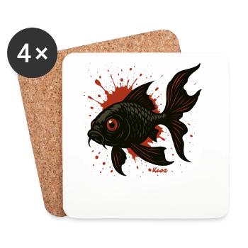 Koi Splatter: Black Fish - Coasters (set of 4) - white - Front