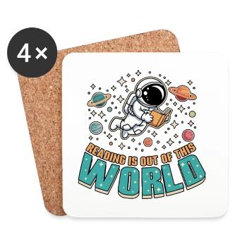 Reading Books Is Out Of This World - Coasters (set of 4) - white - Front