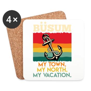 BÜSUM MEINE STADT MEIN NORDEN MEIN URLAUB Lustig - Untersetzer (4er-Set) - Weiß - Vorne