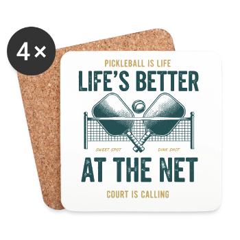 Pickleball-Spaßspieler Gurkenball-Netzbälle Bälle - Untersetzer (4er-Set) - Weiß - Vorne