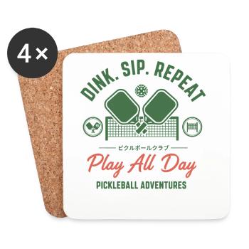 Pickleball Dink Sip Repeat Play Toute la journée Aventures - Dessous de verre (lot de 4) - blanc - Devant