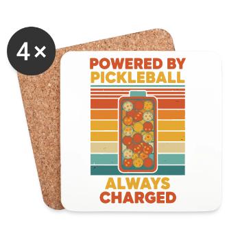 Pickleball angetrieben von Pickleball Always Charged - Untersetzer (4er-Set) - Weiß - Vorne