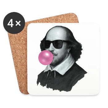 William Shakespeare mit Kaugummi und Sonnenbrille - Untersetzer (4er-Set) - Weiß - Vorne