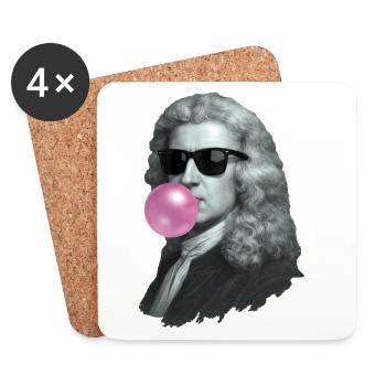Isaac Newton with chewing gum and sunglasses - Coasters (set of 4) - white - Front