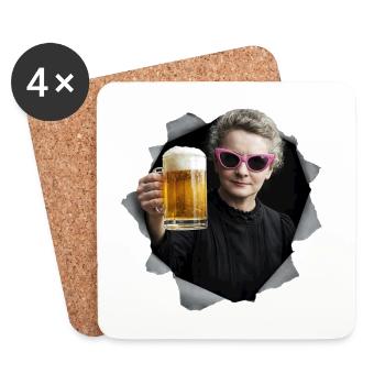 Marie Curie hält ein Bier - Untersetzer (4er-Set) - Weiß - Vorne