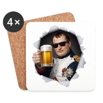 Napoleon holds a beer - Coasters (set of 4) - white - Front