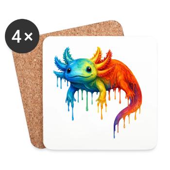 Axolotl aux couleurs vives - Dessous de verre (lot de 4) - blanc - Devant