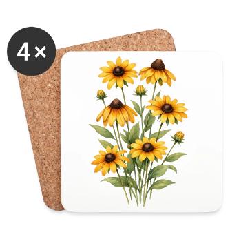 Yellow Sunflowers Flowers Sunflower Graphics - Coasters (set of 4) - white - Front