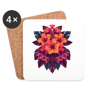Splendeur florale de l’hibiscus tropical - Dessous de verre (lot de 4) - blanc - Devant