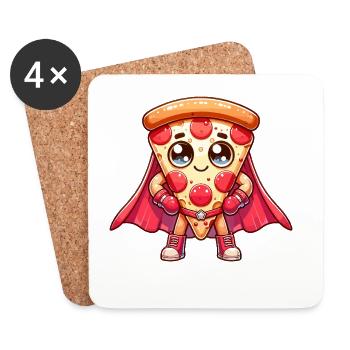 Pizza Hero Cape Pizza Superhero Pizzeria Calzone - Coasters (set of 4) - white - Front