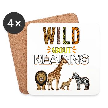 Zoo Animals Reading Wild About Reading - Coasters (set of 4) - white - Front
