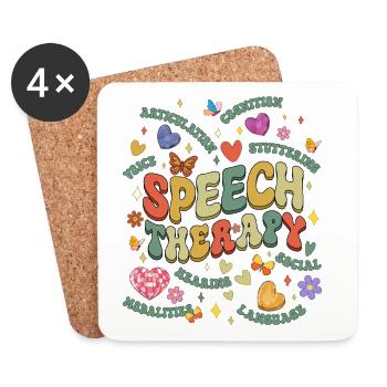Sprachtherapie Groovy SLP Therapeut Retro Vintage - Untersetzer (4er-Set) - Weiß - Vorne