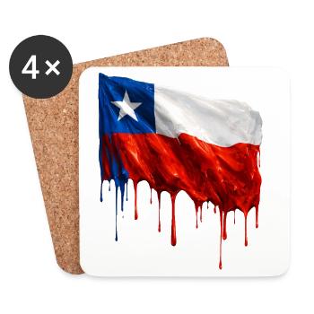 Chile Flagge Tropfende Farbfläche - Untersetzer (4er-Set) - Weiß - Vorne