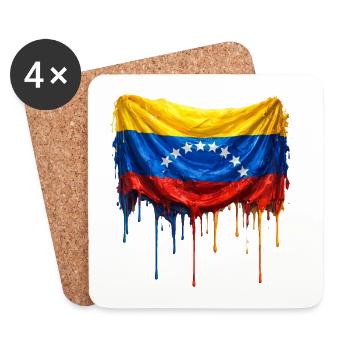 Venezuela Tropfenflagge - Untersetzer (4er-Set) - Weiß - Vorne