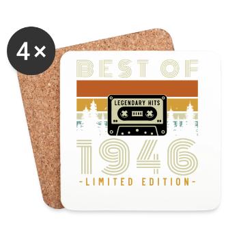 1946 Vintage Rétro Cadeau D'anniversaire - Dessous de verre (lot de 4) - blanc - Devant
