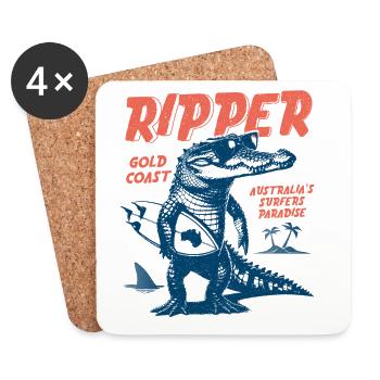Ripper Surfer Croc Gold Coast Australia - Untersetzer (4er-Set) - Weiß - Vorne