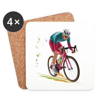 Farbiges Rennrad Design für Jungen - Untersetzer (4er-Set) - Weiß - Vorne