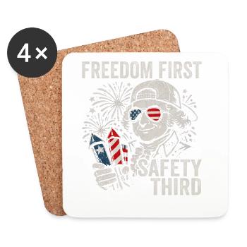 Freedom first, safety third – Jo - Coasters (set of 4) - white - Front