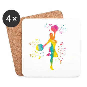 Cheerpom pom girls Mom Cheerleading - Dessous de verre (lot de 4) - blanc - Devant