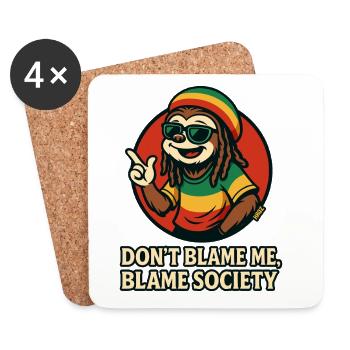 Rasta Sloth Don't Blame Society - Coasters (set of 4) - white - Front