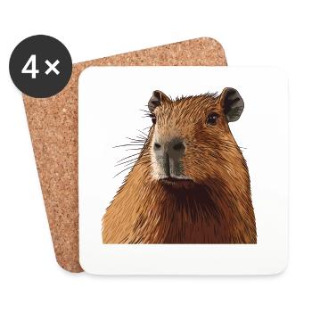 Portrait câlin de Capybara - Dessous de verre (lot de 4) - blanc - Devant