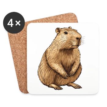 Capybara Portrait - Untersetzer (4er-Set) - Weiß - Vorne
