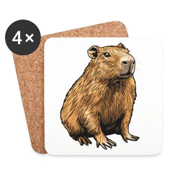 Velvety Capibara Portrait - Coasters (set of 4) - white - Front
