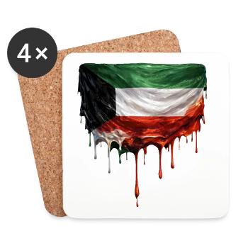 Kuwait Flag Dripping Art - Coasters (set of 4) - white - Front