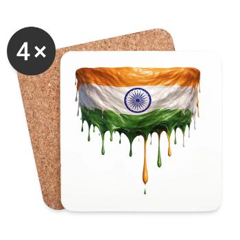 Art du drapeau indien - Dessous de verre (lot de 4) - blanc - Devant