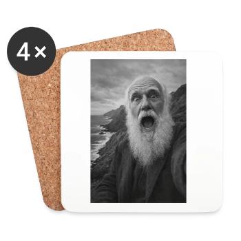 Charles Darwin Selfie - Dessous de verre (lot de 4) - blanc - Devant