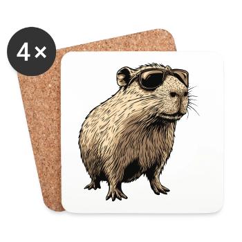 Capybara with sunglasses - Coasters (set of 4) - white - Front