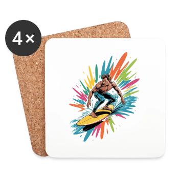 Bunter Surfer Wasserfarben Spritzer Graffiti - Untersetzer (4er-Set) - Weiß - Vorne