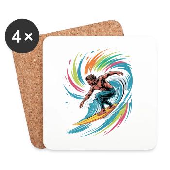 Bunter Surfer Wasserfarben Spritzer Graffiti - Untersetzer (4er-Set) - Weiß - Vorne