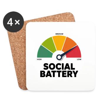 Social Low Battery - Coasters (set of 4) - white - Front